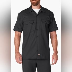 Dickies Men's Black Short Sleeve Twill Work Shirt relaxed fit  NWT